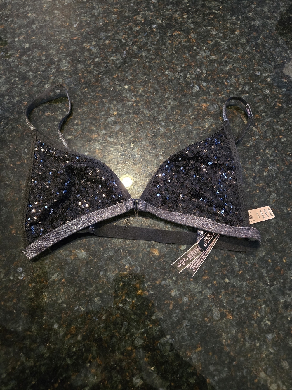 Victoria's Secret Black Sequin Triangle Bra